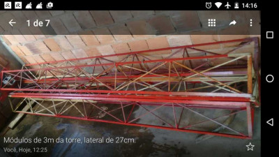 TORRE DE 15M NÃO AUTOPORTANTE NA CIDADE DO RJ, ACOMPANHA TODO O MATERIAL PARA ESTAIAMENTO. — Miniatura 1